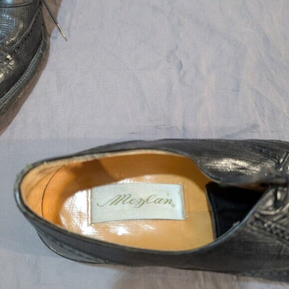 Mezlan Black Leather Textured Dress Shoes Oxford Derby Men Size 10 - Picture 4 of 11